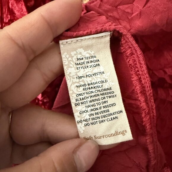 Soft Surroundings Red Crushed Velvet Jeweled Open Cardigan Sweater Womens Size S - Picture 4 of 6